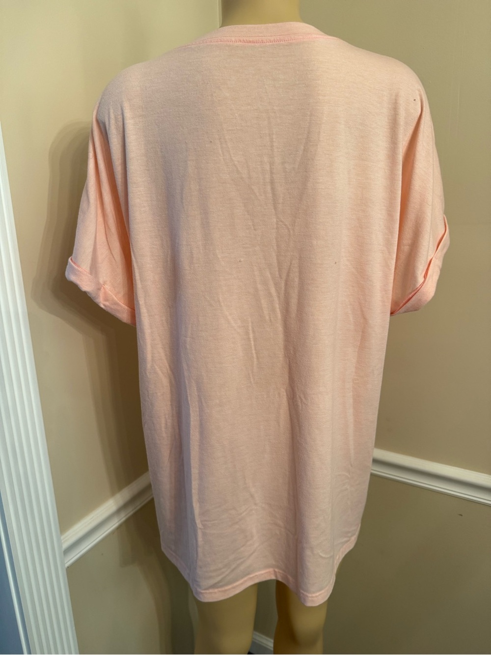 Zaful Light Pink Short Sleeve Tee with Black Poodle Graphic - Picture 4 of 6